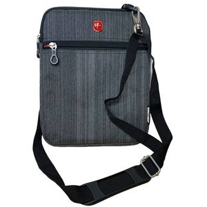 Swiss Gear Gray Vertical Crossbody Shoulder Bag 11" X 8" Padded Travel Boarding